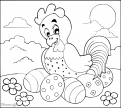 coloriage poule et oeuf de paques