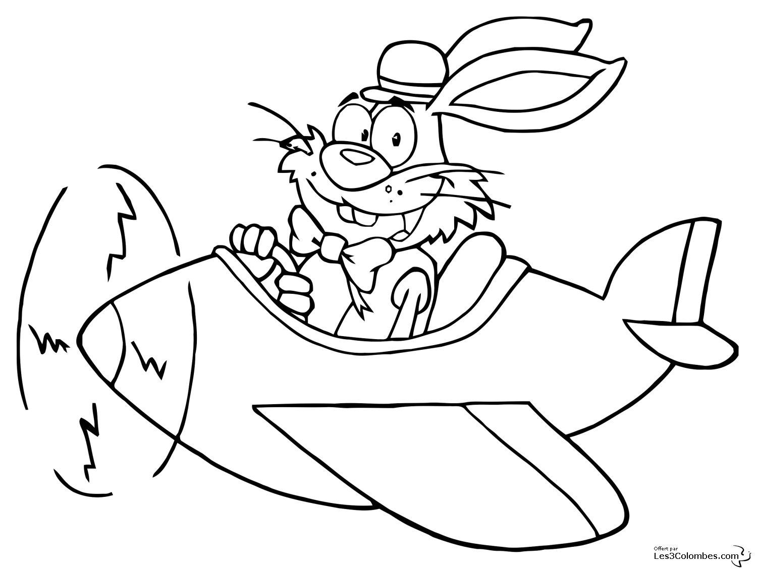 coloriage Lapin en avion 7
