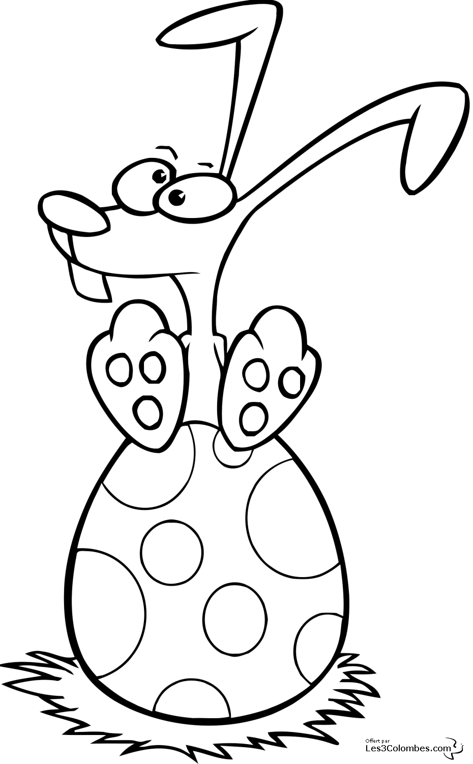 coloriage lapin sur oeuf de paques
